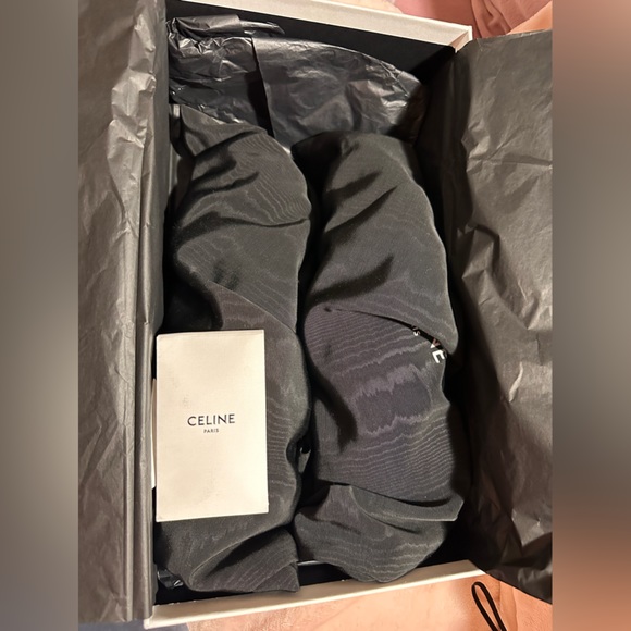 Celine Blank Low Lace Up Sneaker with Toe Cap in Canvas and Calfskin - Off White - Picture 14 of 16